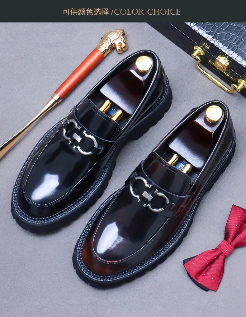 New Shoes men, buckles, leather build, bright colors, style, high-grade marriage, thick-soled increase, large size 46, love