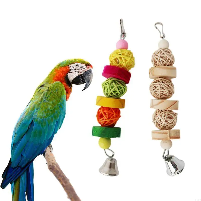 E1PB Bird Chew Toy Parrot Entertainment Blocks Cage for Cockatiel Conure
