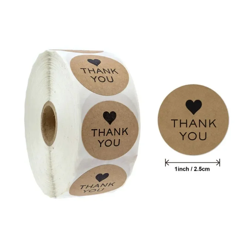 500Pcs 1 inch Roll sealing stickers round cowhide blank sticker label Kraft paper DIY Paper bag packaging 25*25mm