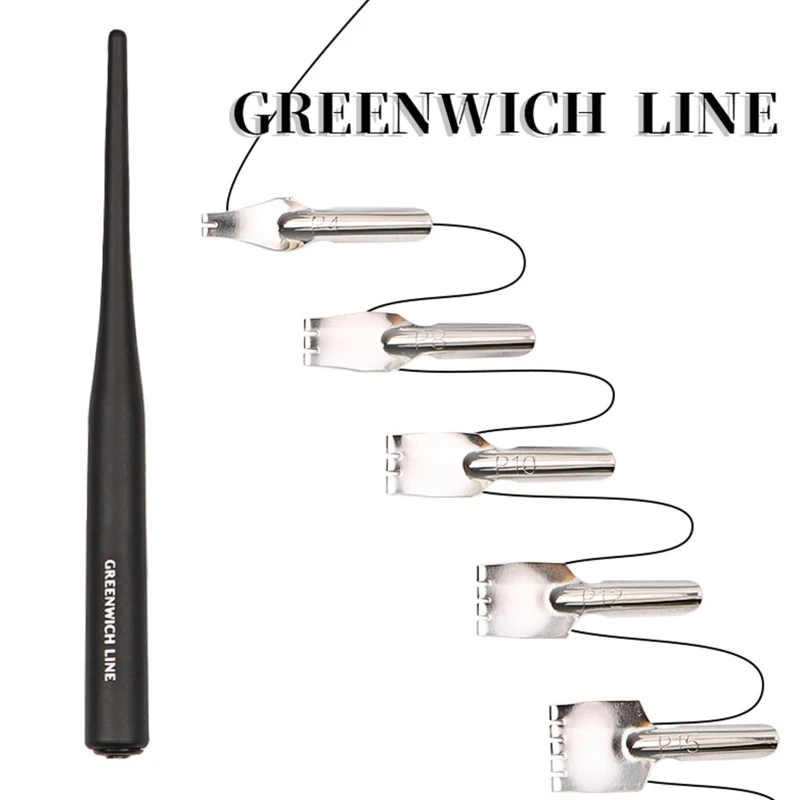 Dip Pen Set English Pen with 5 Various Flat Nibs 1 Holder Comic Dip Pen Set for Painter Teacher Beginners