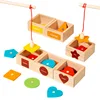Children's Wooden Magnetic Color Shape Teaching Aid Classification Box Geometric Cognition Fishing Game Educational Toys For Kid 1