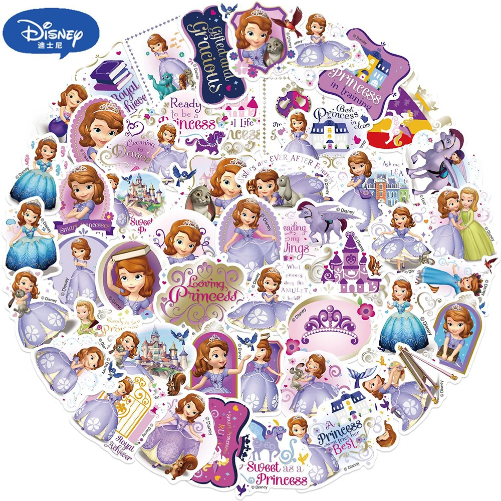 

10/30/50pcs Cartoon Disney Cute Sofia Stickers Aesthetic Decal Decorative Laptop Motorcycle Luggage Car PVC Sticker for Girl Kid