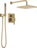 Delta Faucet Modern Raincan 2-Setting Square Shower System Including Rain Shower Head and Handheld Spray Gold 1
