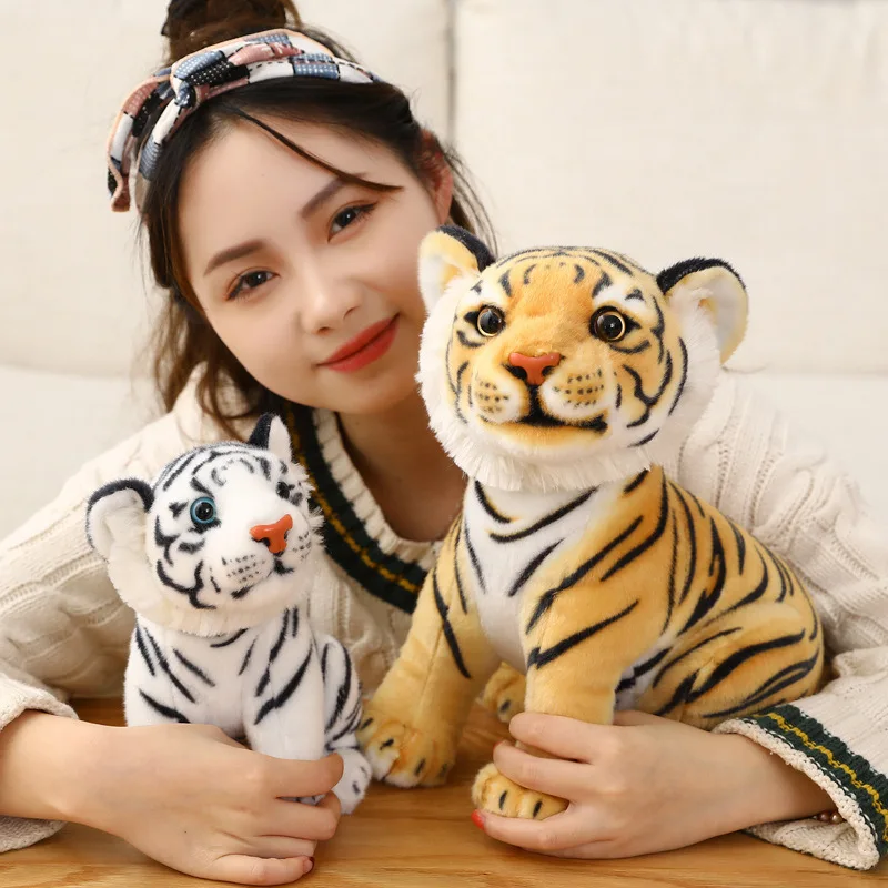 23cm 시뮬레이션  호랑이 플러시 장난감 어린이를위한 부드러운 야생 동물 숲 베개 인형 생일 선물