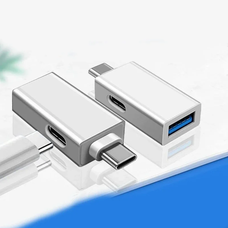448F 유형 남성-USB 여성 어댑터 OTG 유형 C-USB 변환기(전화 노트북 마우스용 충전 포트 포함)