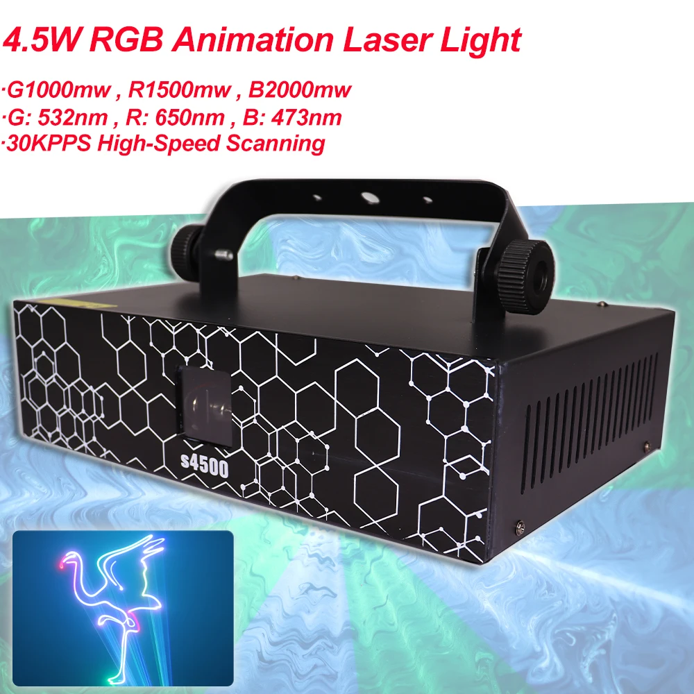 4.5W Rgb Animation Beam Scanner Stage Laser Light Dmx Projector Dj Disco Bar Club Party Dance Wedding Xmas Effect Show Lamp