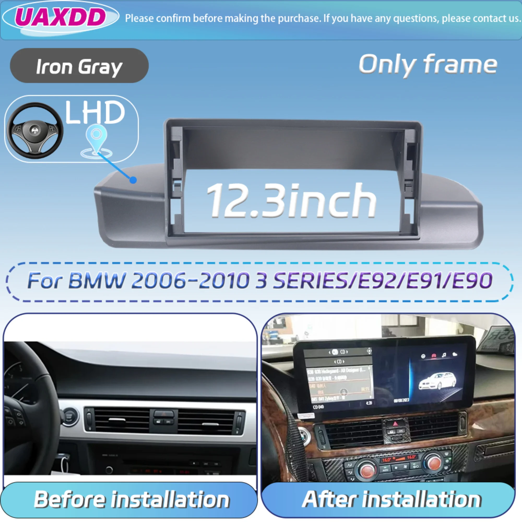 Premium Android Base Frame Kit for BMW 2-Din Car Center Fascia