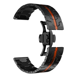 Premium Stainless Steel Butterfly Buckle Watch Strap - Elegant Metal Bracelet for Huwei Watch 3 3Pro (Black Red)