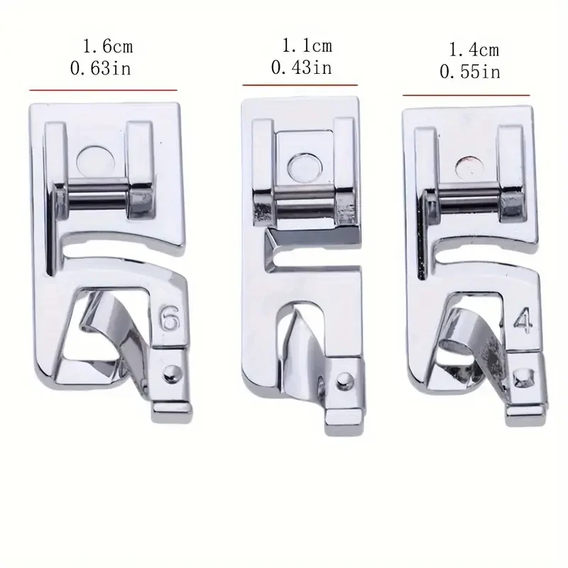 Narrow Rolled Hem Presser Foot Set - 3-Piece (3mm, 4mm, 6mm)