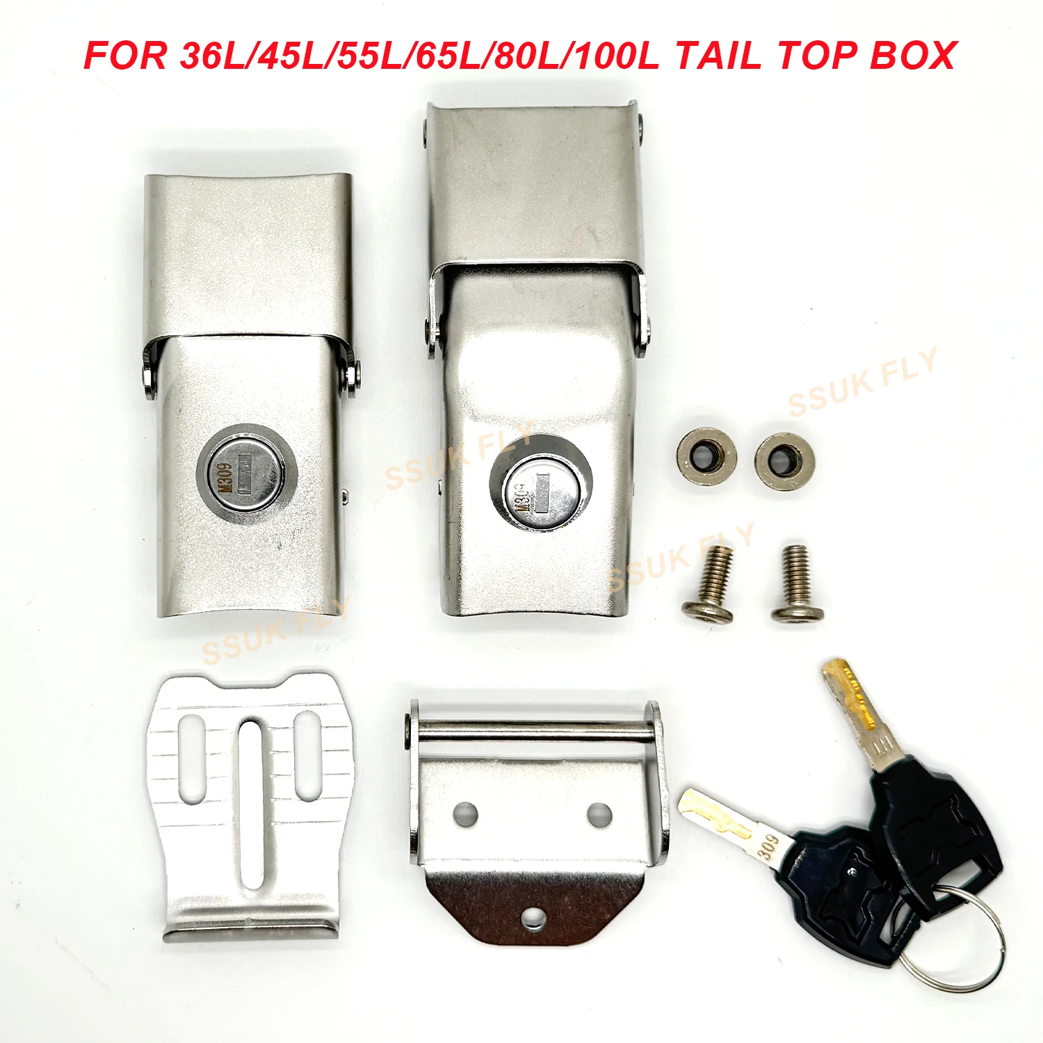 25L 32L 36L 45L 55L 65L 80L 100L Motorcycle Top Box Lock Rear Trunk Cylinder Core Tail Box 2 Keys Upper Lower Locks Accessories