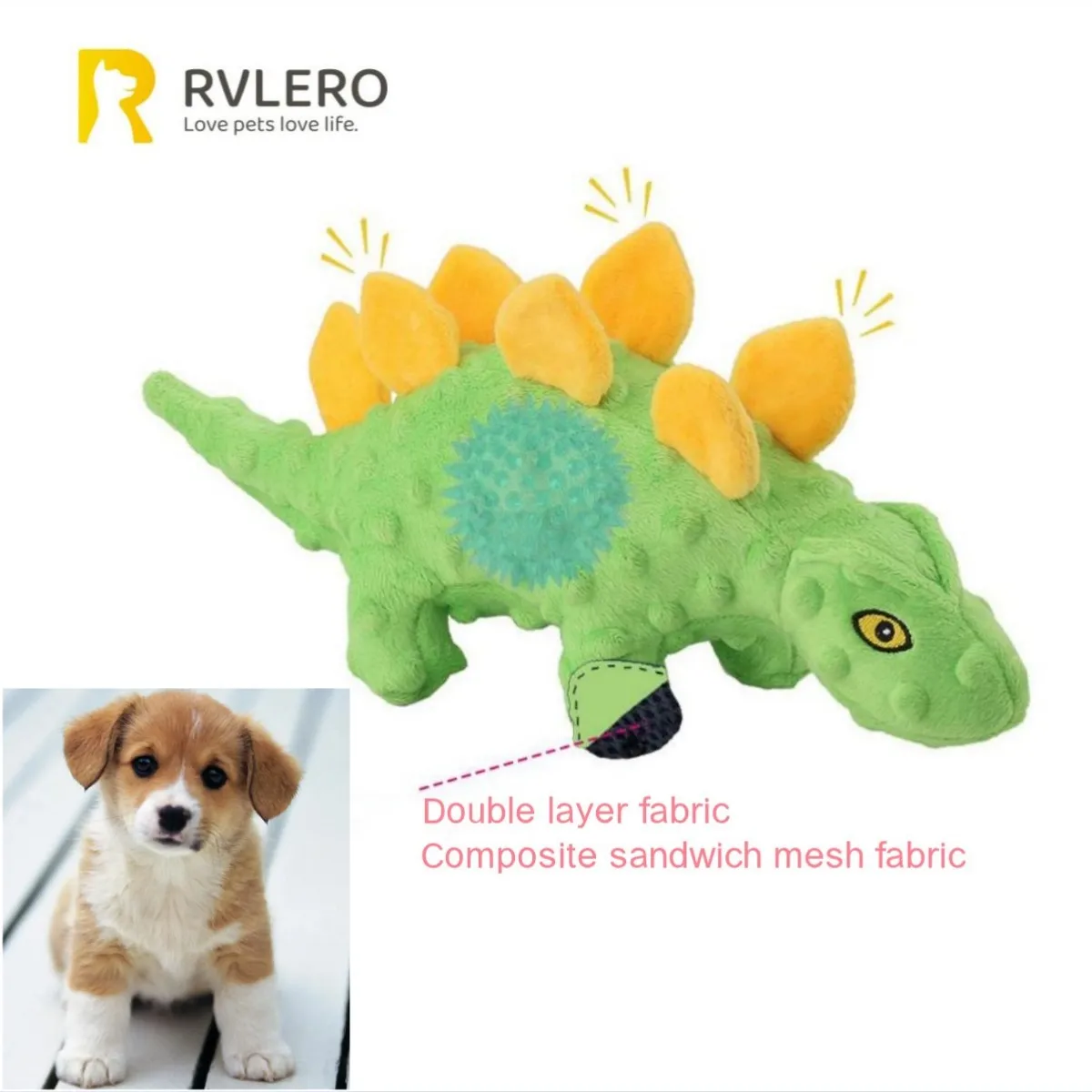 

New Dog Toy Plush Sounding Toy Dog Relieve Boredom Molar Tooth Cleaning Cartoon Sword Dragon Toy Dinosaurs 2-in-1 Pet Supplies