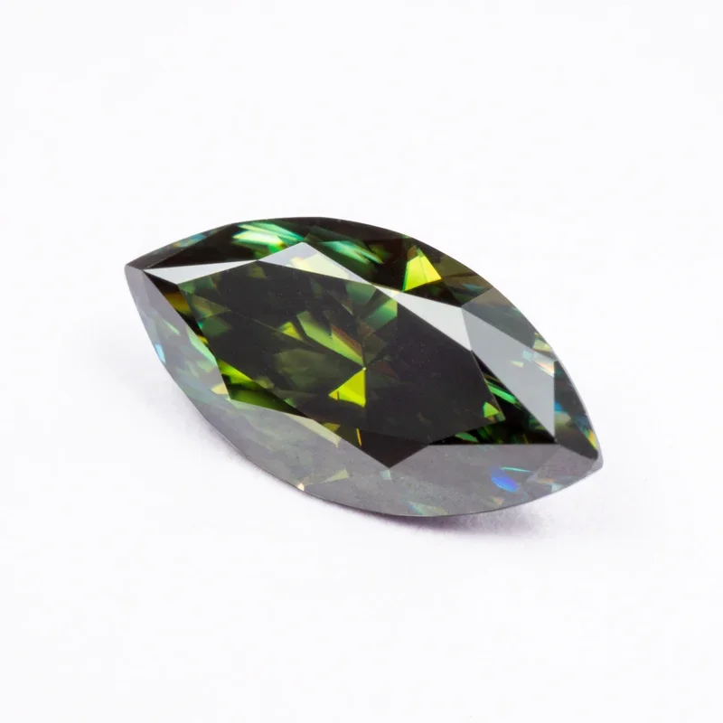 Moissanite Stone Marquise Cut Natural Yellow Green Color Advanced Charms Jewelry Rings Earrings Making with GRA Certificate