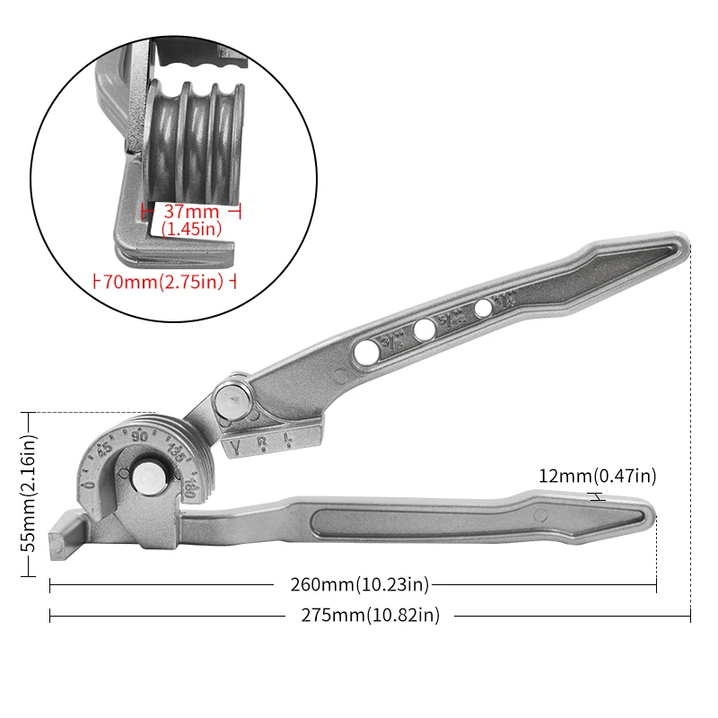tube bender bar bending tools 3 In 1 pipe bending hand tool combination tube bender 90 180 Degree tube bending machine 6mm 0.24in 8mm 0.31inch 10mm 0.39inch