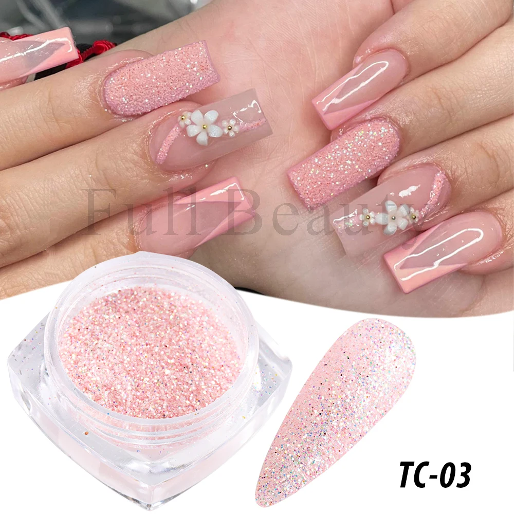 6 grid pink nail glitter, reflective powder dip, sequin, sugar sand coating  effect, DIY nail pigment - AliExpress