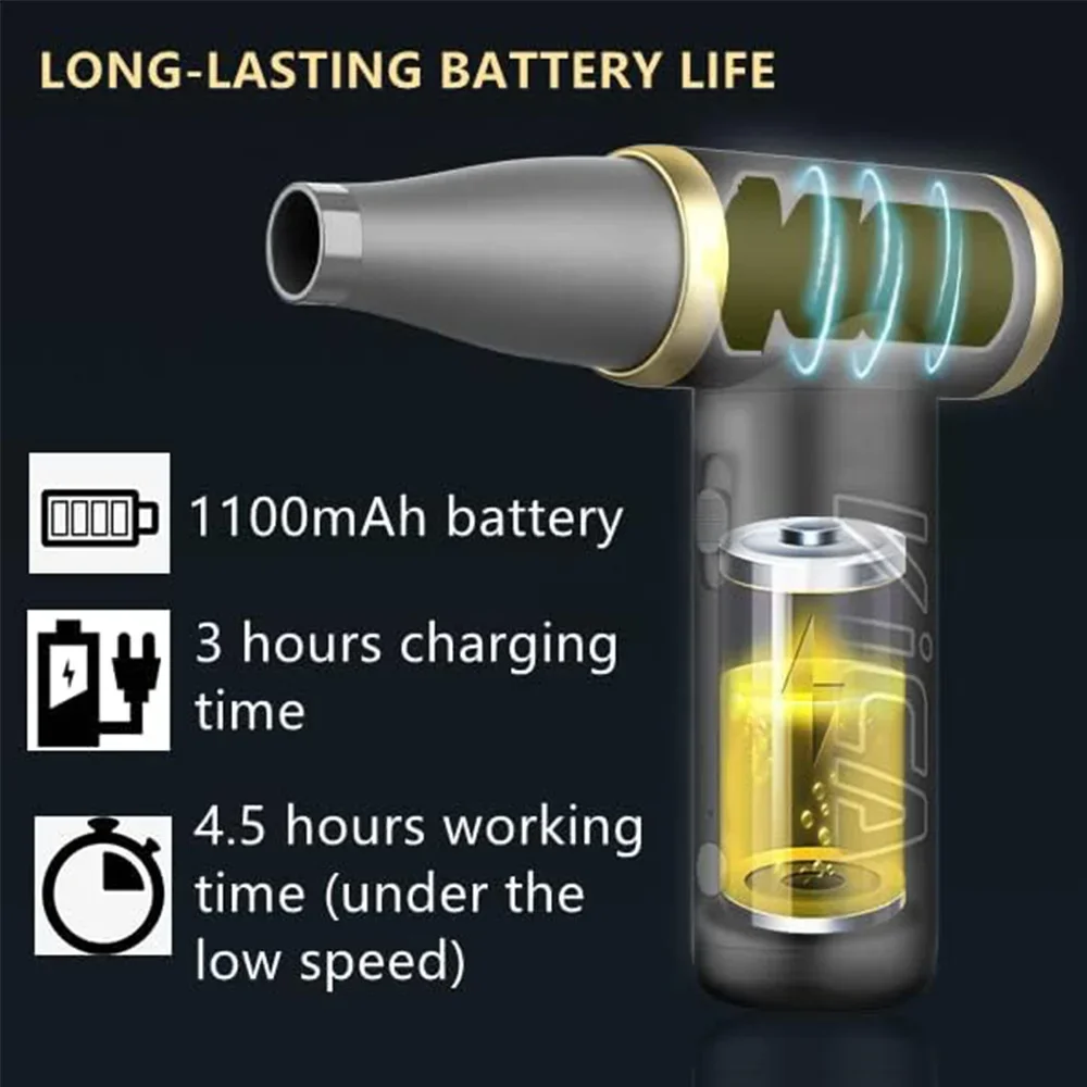KICA Jet Fan 2 Portable Cordless Computer Keyboard Cleaner 100000RPM KICA Jetfan 2 Compresse Air Duster Electric Air Dust Blower electric air duster
