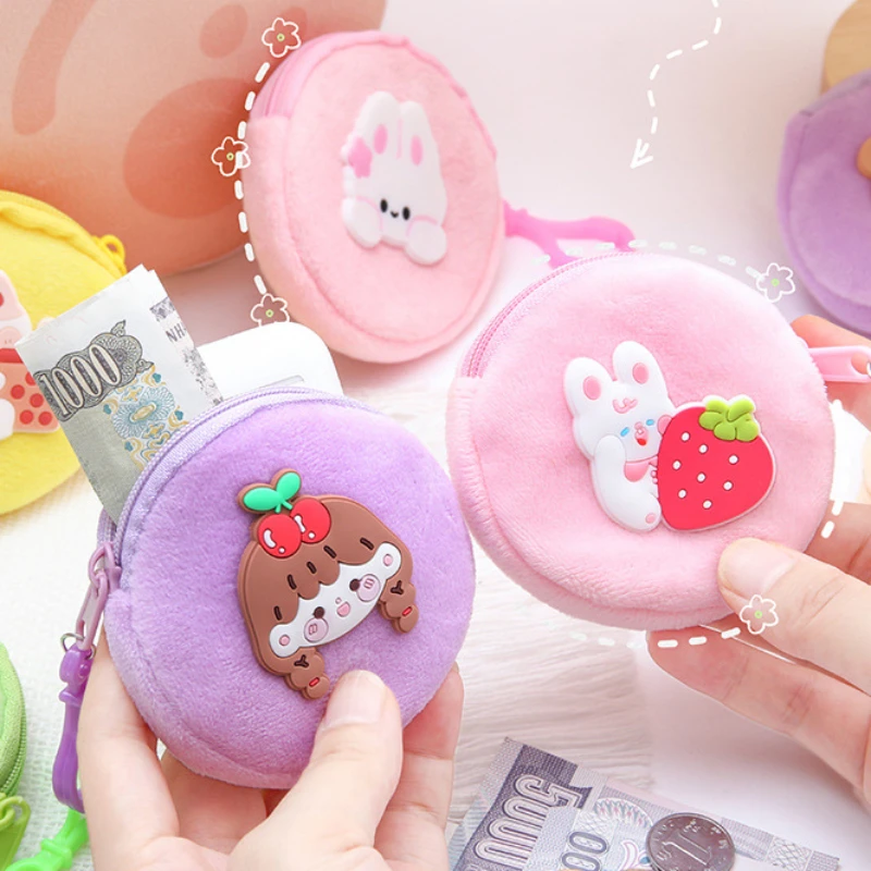 

Plush Zero Wallet Zipper Coin Bag Key Bag Cute Cartoon Children's Portable Mini Headphone Bag New Style Kids Gift