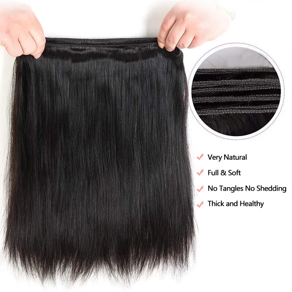Bone Straight Human Hair Bundles Brazilian Human Hair Weave 100% human hair 8-32 Inches long Remy Hair Extension Natural Black