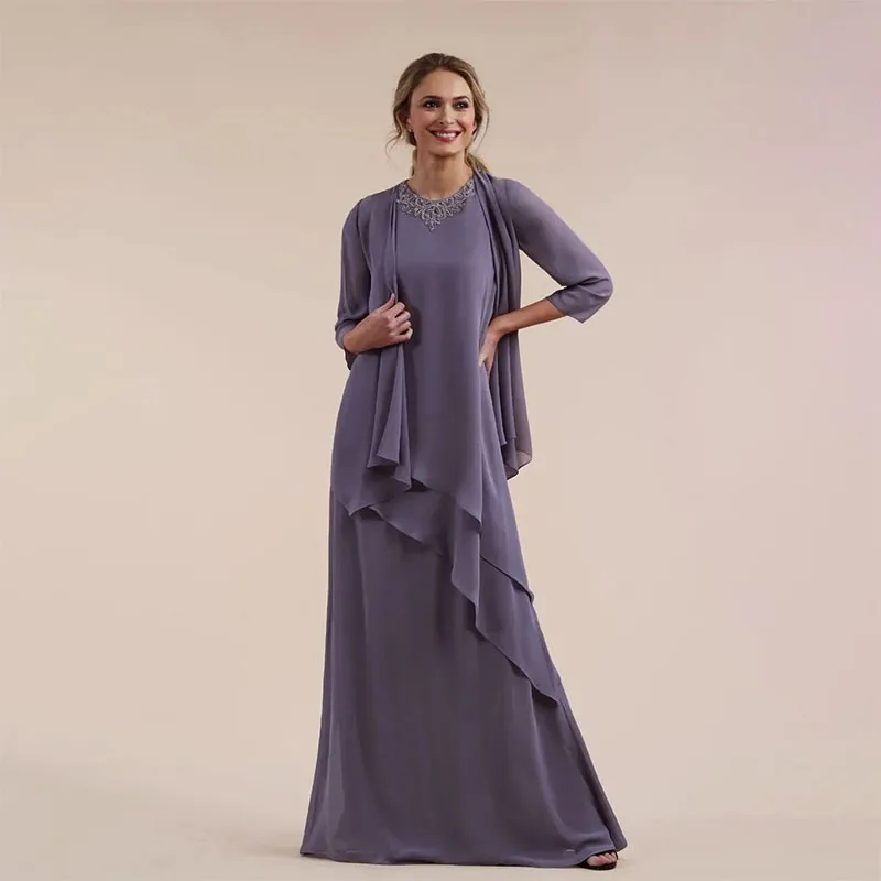 

2024 New Chiffon Mother Of The Bride Dresses with Jacket Custom Made Wedding Guest Gowns Mother's Dress Formal Prom Evening Wear