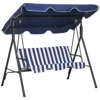 Porch Swing Hammock Bench Lounge Chair Steel 3-Seat Padded Outdoor W/ Canopy 1