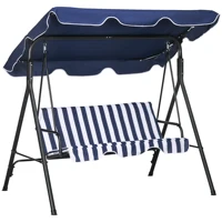 Porch Swing Hammock Bench Lounge Chair Steel 3-Seat Padded Outdoor W/ Canopy 1