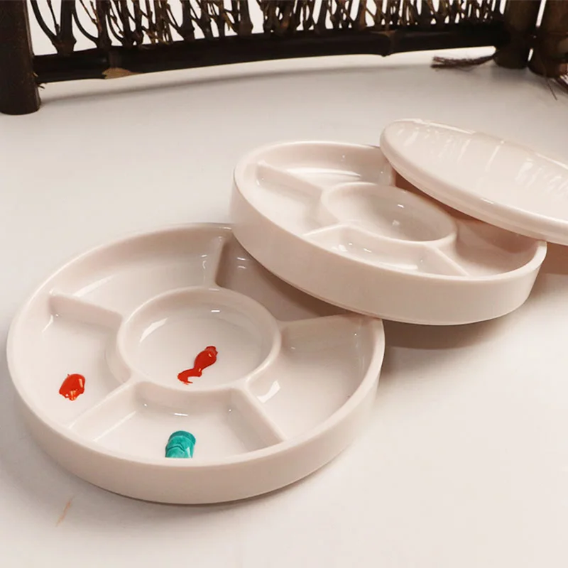 Round Imitation Ceramic Palette Color Mixing Tray For Watercolor Gouache Acrylic Painting paint tray color palette watercolor palette