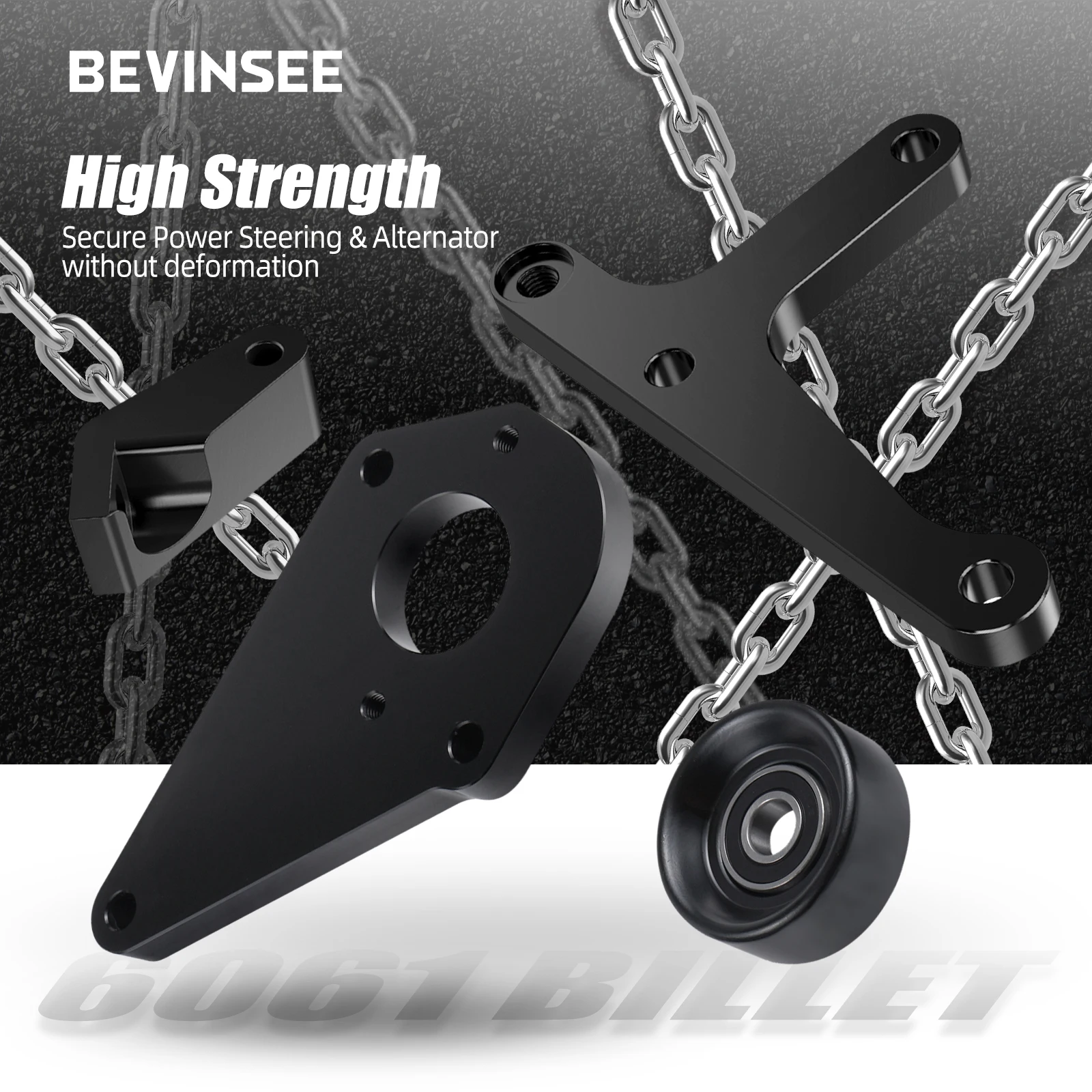 Bevinsee LS Idler Pulley Relocation Bracket For