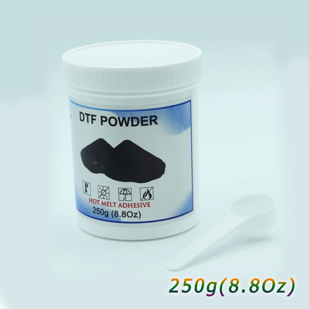 100g / 200g / 250g / 500g 고품질 DTF 블랙 파우더 (모든 원단용) 열전사 접착 파우더 (필름 직접 전사용)