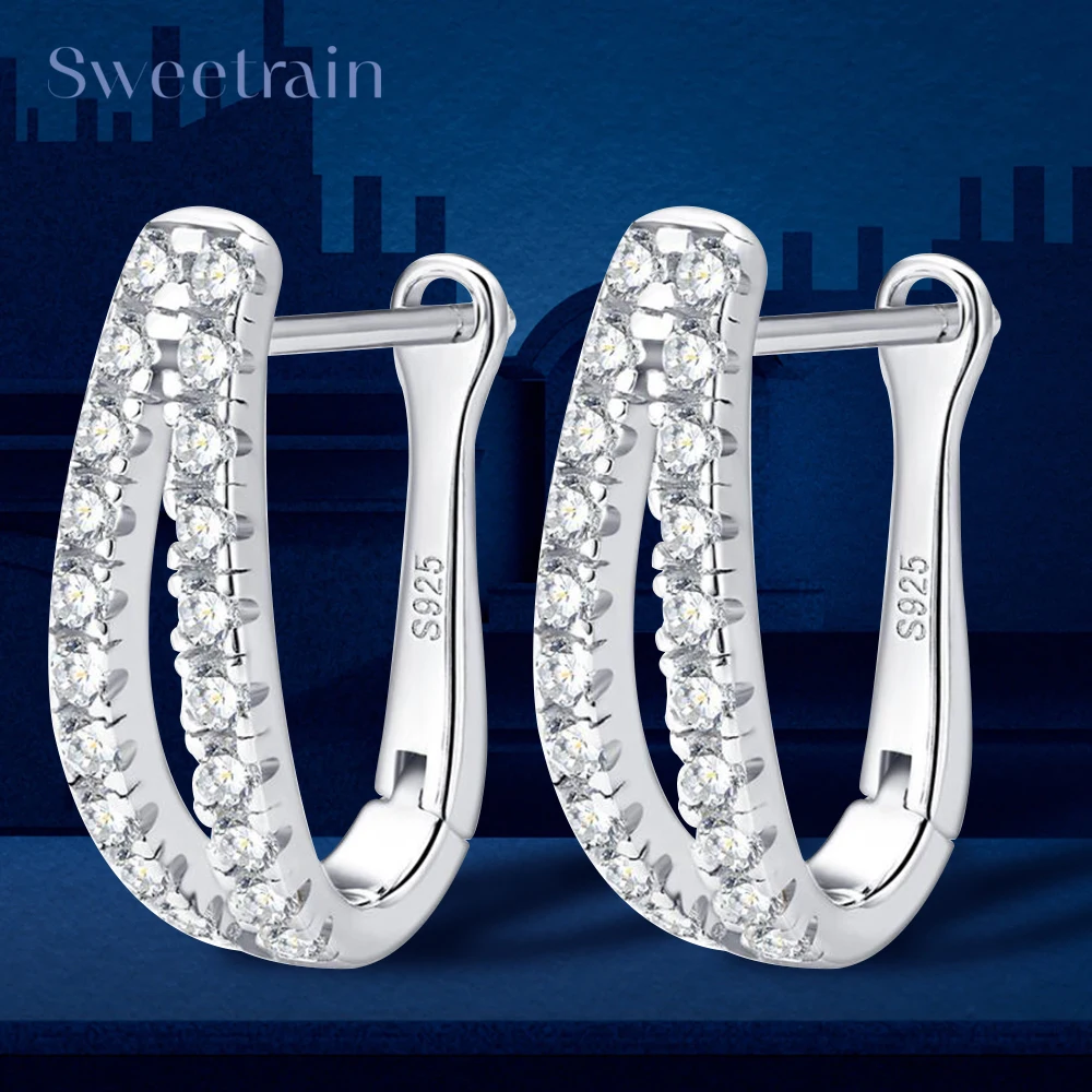 

Женские серьги-Обручи из серебра 1,5 пробы, с муассанитом, 925 мм