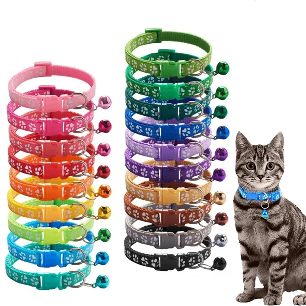Title 1, Multi-color Adjustable Cat Pet Collar Cute Paw ...