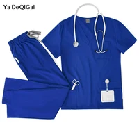 Unisex Medical Uniforms Men Women Nursing Clothes Lab Beauty Costume Nurse Scrubs Set Doctor Dentist Workwear Clinical Top Pants