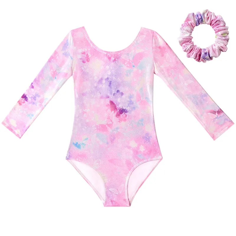 

Kids' Fish Scale Print Gymnastics Leotard - Spring & Summer Long Sleeve One-Piece Costume, Ages 3-13