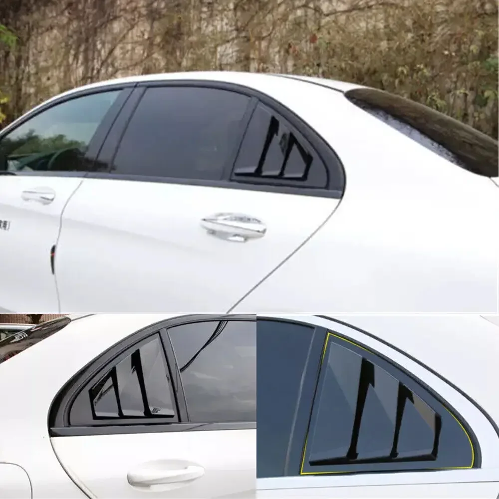 Benz C-Class W205 2015-Car Rear Louver Window Side Shutter Cover Trim Sticker Vent Scoop ABS Carbon Fiber Accessories