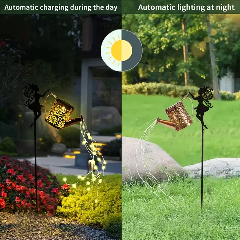 Luci Solari Per Annaffiatoio Da Giardino, Grandi Luci Retrò In Metallo
