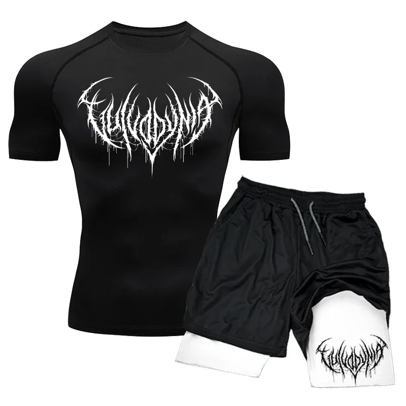 Compression T-Shirts+Shorts Sets Men Quick Dry Rashguard Jerseys Suit Gym Fitness Tight Running Training Tracksuit Shirts