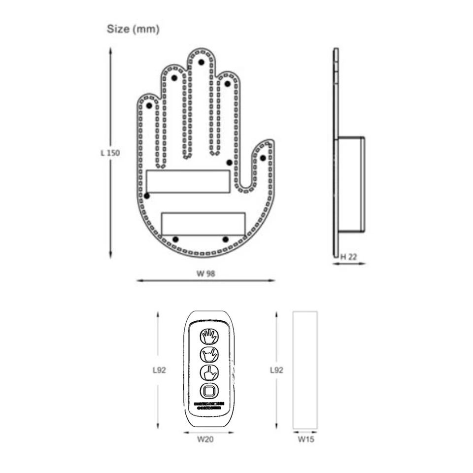 RJSQAQE Luce Con Gesto Del Dito Con Telecomando, Luce Con Il Dito Per Il Finestrino Dellauto Con Cartello Divertente Luce Con Il Dito Per Lauto Accessori Per Auto Luce Con Movimento Del Dito