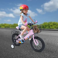 Vélo pour enfants de 14 pouces, vélo d'extérieur réglable avec roues d'entraînement, panier et siège arrière pour garçons/filles de 3 à 6 ans 3