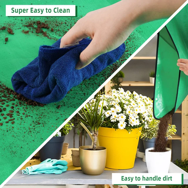 Waterproof Plant Repotting Mat - 100x100cm Foldable Indoor Gardening Mat With Corners
