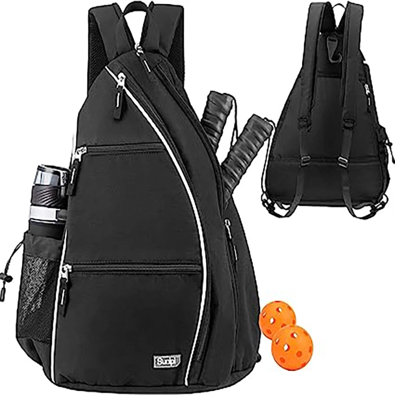 

Pickleball Bag Men's & Women's Backpack Adjustable Sling Bag with Fence Hook/Upgraded Capacity/Safety Pocket/Water Bottle Holder