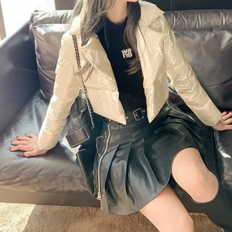 Hooded Parka Puffer Jacket Solid Cropped Bubble Coat Ladies New Fashion Polyester Clothing Short Streetwear Women Winter Coats