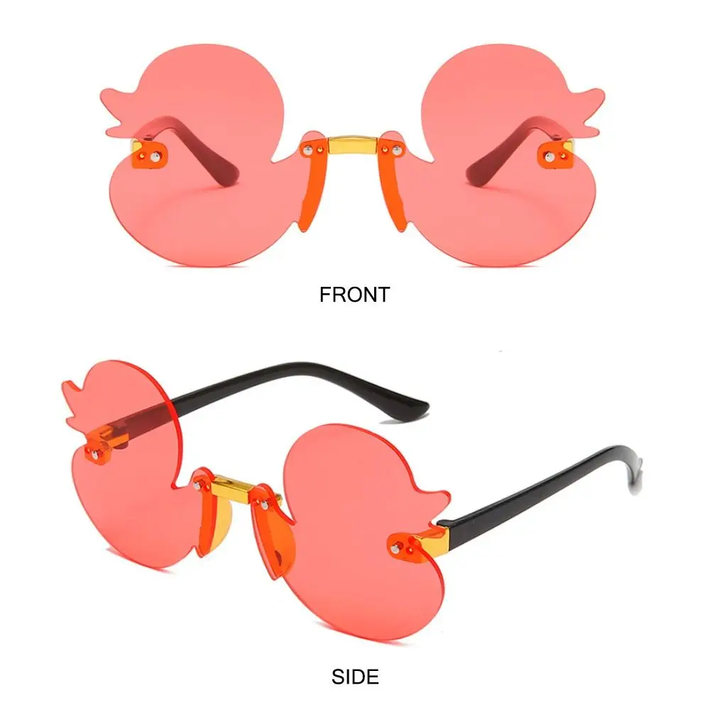 Niedliche Cartoon-Kinder-Sonnenbrille mit UV400-Schutz, bunte randlose Sonnenbrille in Entenform für – Detail 3