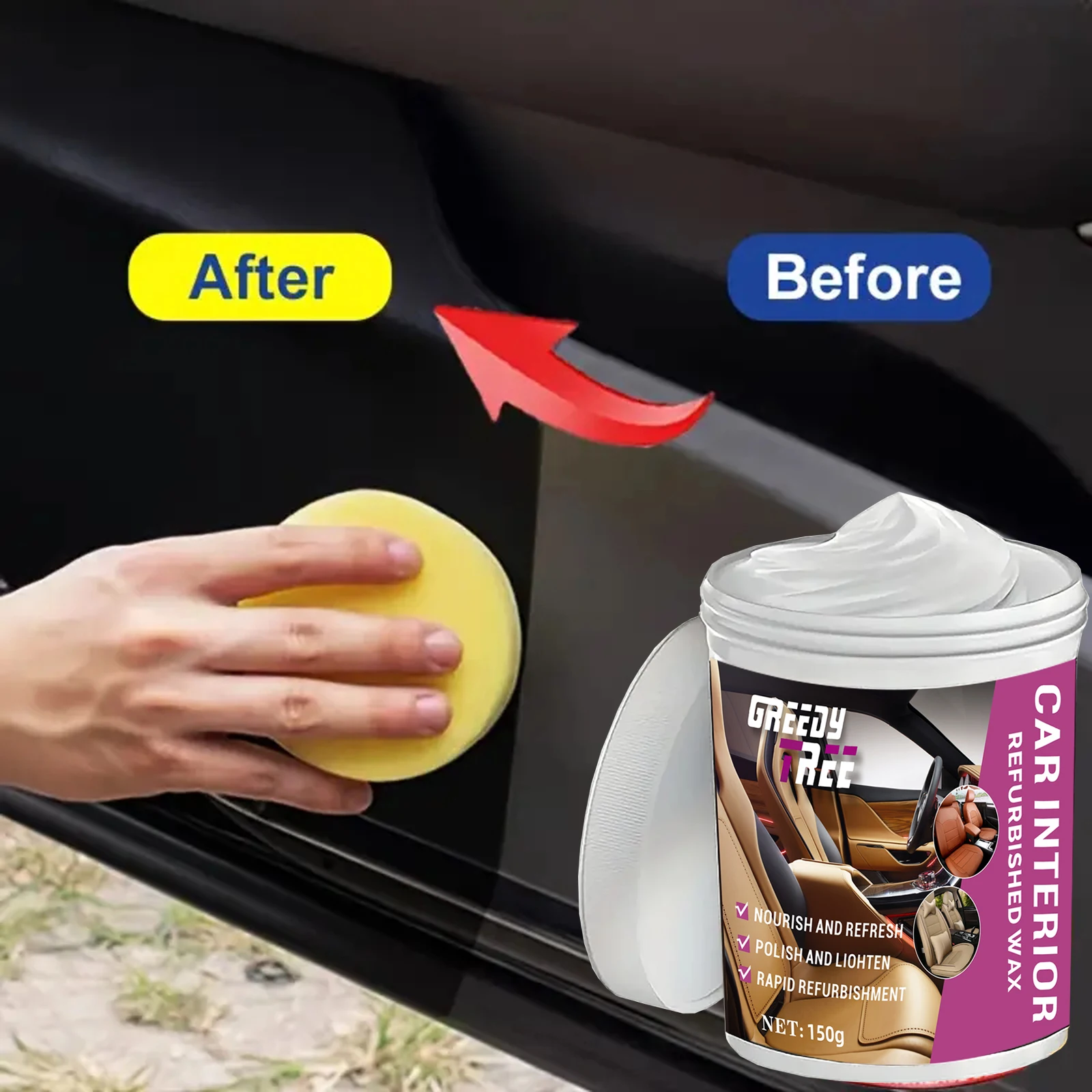 Auto Interior Repair Wax – Restore Scratches, Shine & Protect Leather/Plastic, UV Resistant, Easy Apply, Long-Lasting Car Care 3