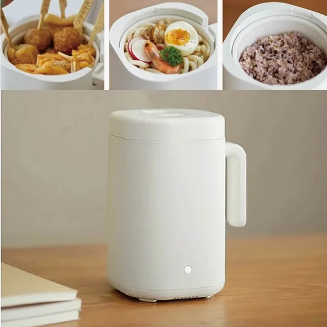 Cuiseur à riz multifonction en céramique antiadhésif de 800ml, marmite électrique rapide, Mini boîte à déjeuner électrique portable pour 1 à 2 personnes, 220V 1