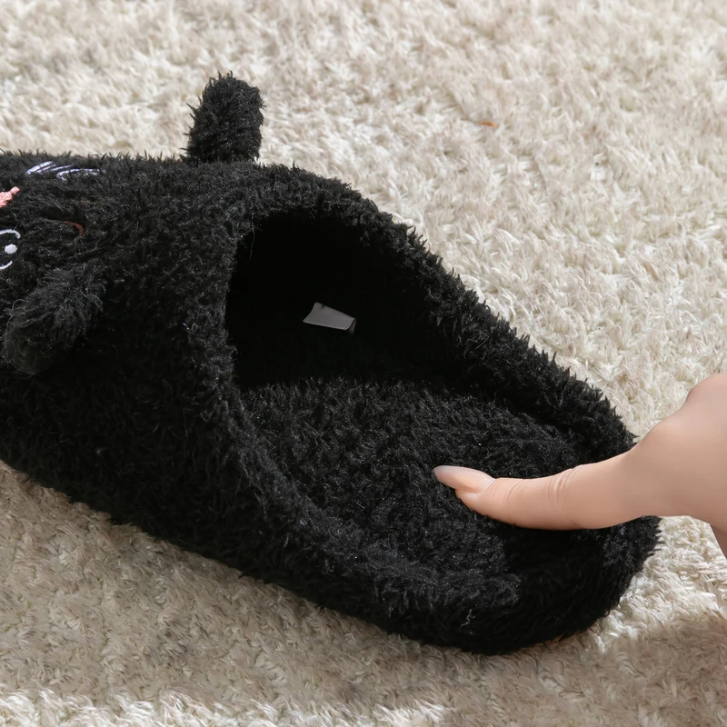 Cute Cat Design Plush Ladies Slippers And …