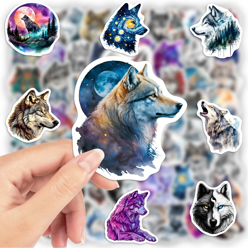 Cool Wolf Art Stickers Kids Aesthetic DIY Gift Toy Waterproof Decal for Scrapbook Junk Journals Laptop Luggage Bottle Decorative Decorative Stickers Adhesive Stickers Animal Stickers