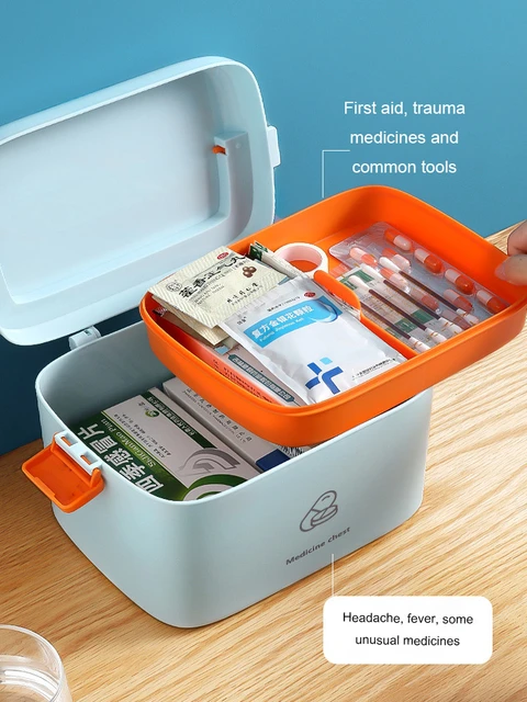 1pc Medicine Box First-aid Medicine Organizer Double Layer Medicine Cabinet