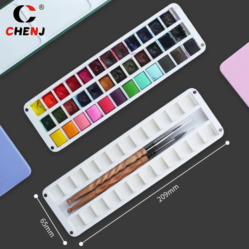 1PCS 수채화 케이스 페인팅 박스 (하프 풀 팬, 구아슈, 아크릴, 단일형 수채화 물감) 미술 용품