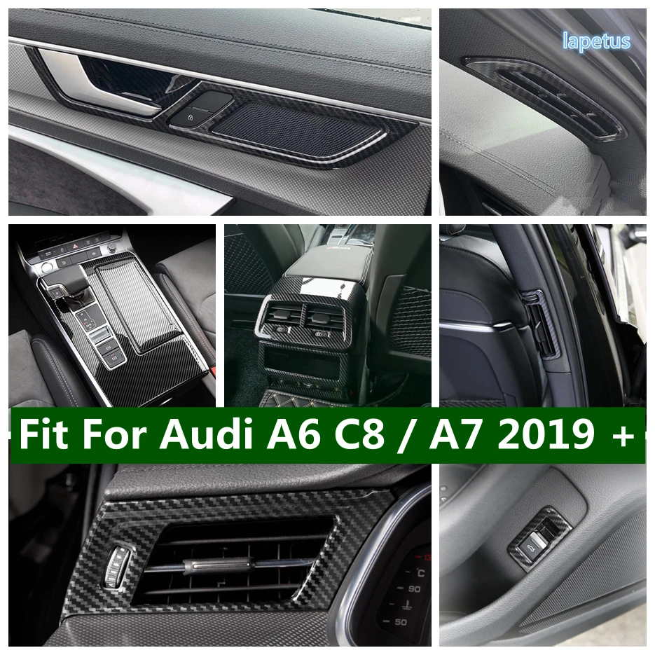 

Air Vent / Door Handle / Gear Shift Box / Trunk Button Cover Trim For Audi A6 C8 / A7 2019 - 2021 Carbon Fiber Car Accessories