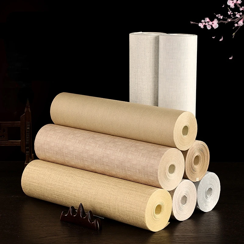 Imitation Linen Silk Xuan Paper Chinese Brush Calligraphy Painting Papier Rolling Half Ripe Rice Paper Calligrafia Rijstpapier