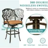 5-Piece Patio Swivel Bar Set, All-Weather Cast Aluminum Outdoor High Bar Stool Bistro Set for Backyard Garden with 4 Cu 4