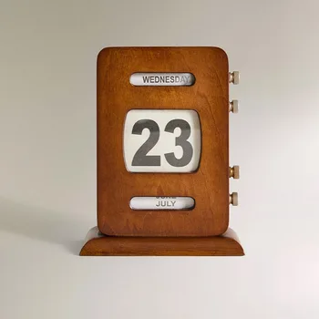 Calendario Perpetuo Retrò con Data Regolabile, Calendario da Scrivania in Legno, Decorazione per la Casa, Riutilizzabile, Facile da Leggere per l'Ufficio